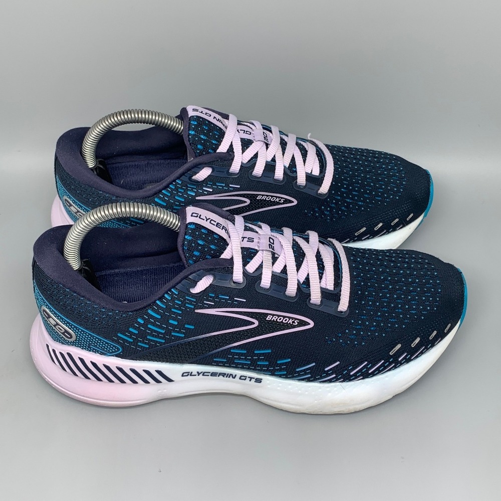 Brooks Glycerin‎ GTS 20 Navy Pink Running Shoes 1203701B412 Women's Sz 8.5